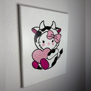 HELLO KITTY PAINTING CUTE COW THEMED WALL ART HANDMADE Y2K AESTHETIC PRETTY CUTE